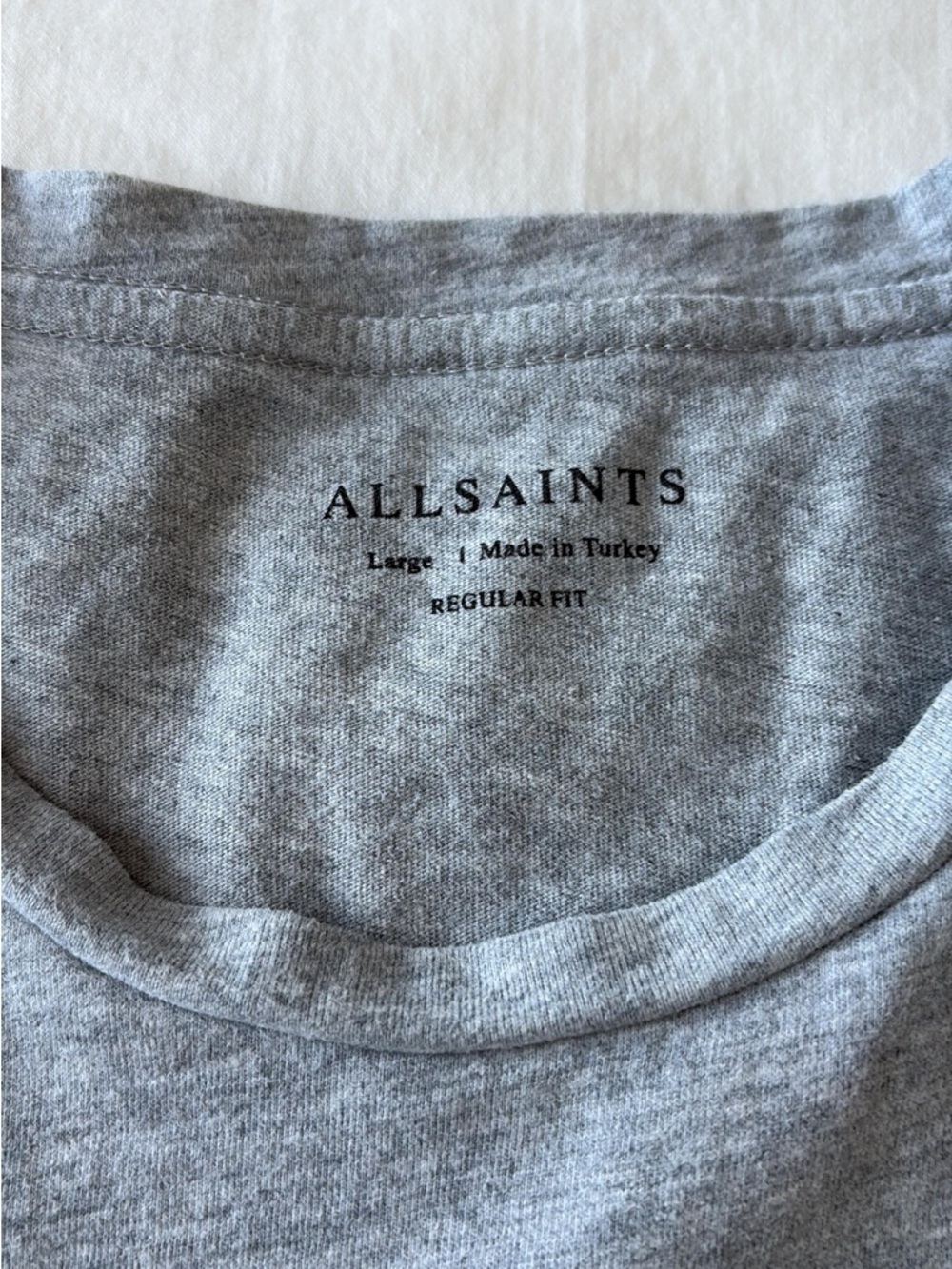 All Saints Heather Gray Crewneck Tee with Chest Logo - Picture 3 of 3